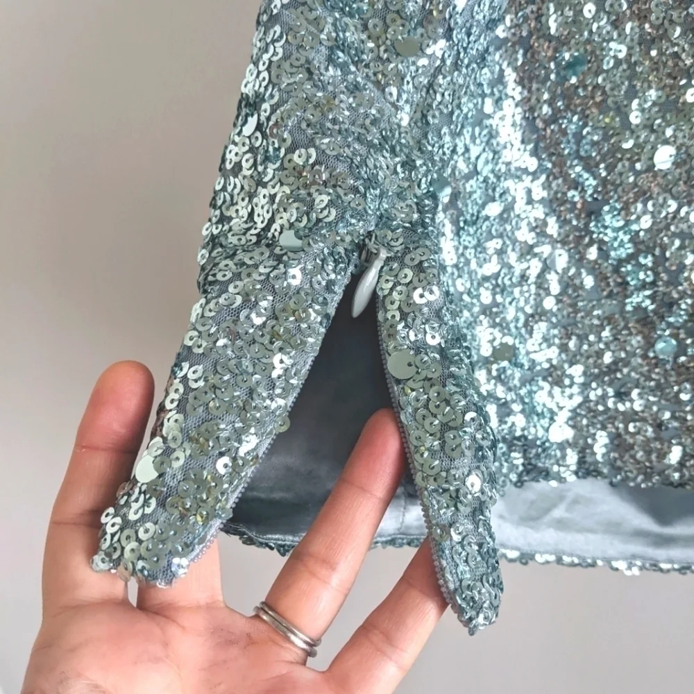 CITY Chic Blue Topaz Sequin Top 22 Maximalist Dopamine Dressing Party